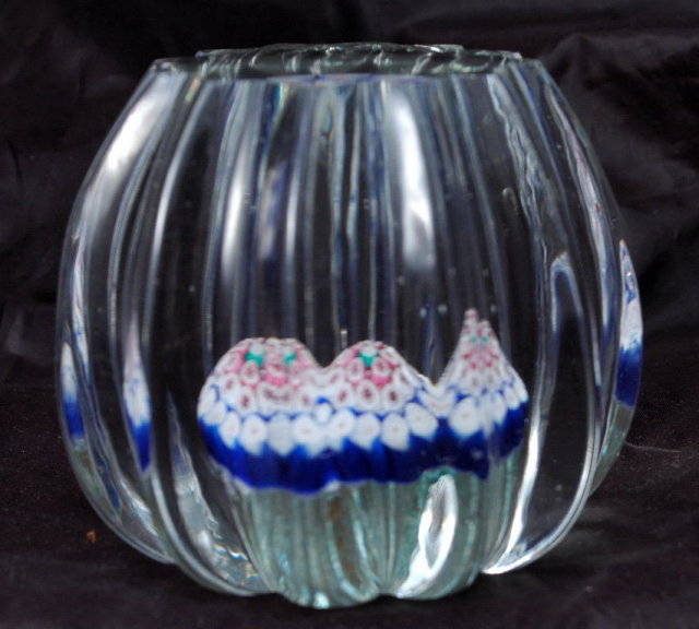 Fluted Cased Glass Millefiori Paperweight PRICE REDUCTION!
