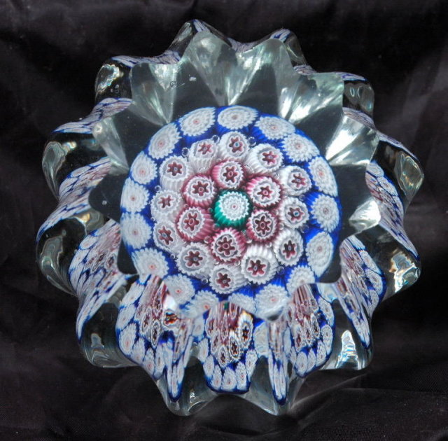 Fluted Cased Glass Millefiori Paperweight PRICE REDUCTION!