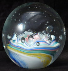 Swirled Cane Controlled Bubble Paperweight