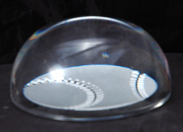 Laser Etched Baseball Crystal Glass Dome Paperweight.PRICE REDUCTION!
