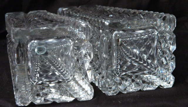 Crystal Glass Salt & Pepper Shakers Tall Pressed Polished