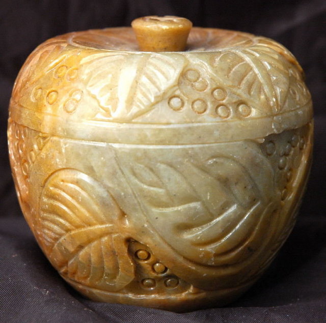 Carved Stone Rock Apple Paperwieght