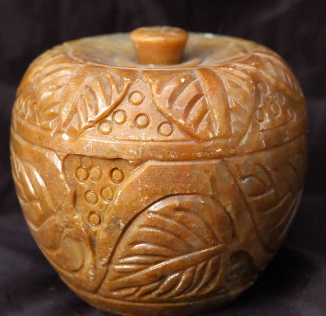 Carved Stone Rock Apple Paperwieght