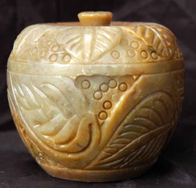 Carved Stone Rock Apple Paperwieght