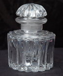 Vintage Pressed Crystal Glass Ink Bottle with Ground Glass Stopper, Fancy