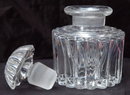 Vintage Pressed Crystal Glass Ink Bottle with Ground Glass Stopper, Fancy