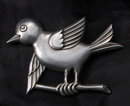 TRUART Sterling Silver Large Bird on Branch Pin Brooch