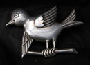TRUART Sterling Silver Large Bird on Branch Pin Brooch