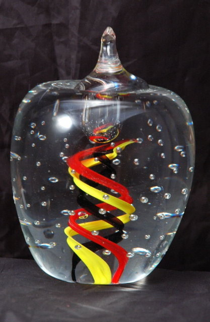 Apple Spiral Large Glass Paperweight -
