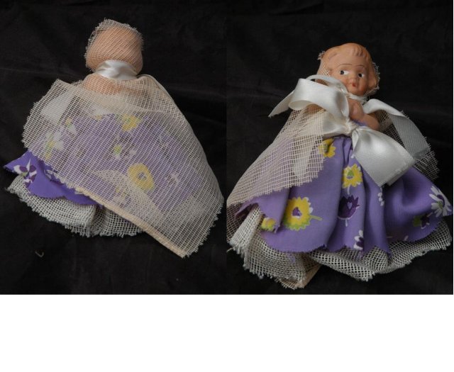 Little Flower Girl Doll Figurine in Box /Composition/ Googly Eyes