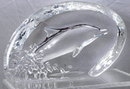 Crystal Glass Dolphin Reverse Sculptured Paperweight / signed & numbered PRICE REDUCTION!