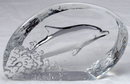 Crystal Glass Dolphin Reverse Sculptured Paperweight / signed & numbered PRICE REDUCTION!