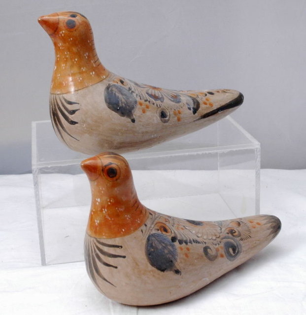 Pair of Mexican Pottery Doves
