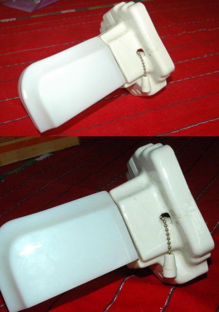 Art Deco Porcelain & Glass Shade Bathroom Shaving Mirror Light Fixture * PRICE REDUCED !*
