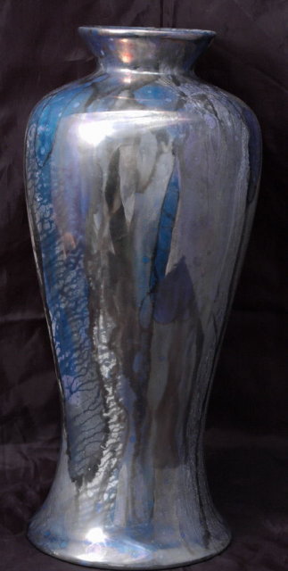 Iridescent Luster Drip Glaze Vase, Earthenware Clay with gold and palladium lusters Shannah Fain