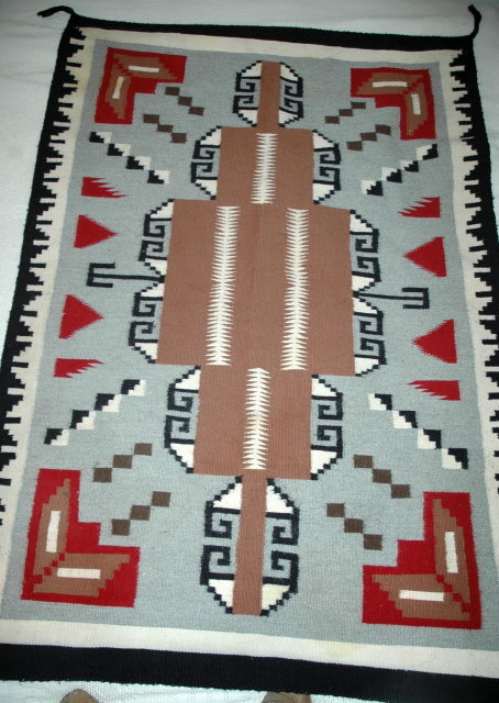 Beautiful Large Genuine Woven Wool Navajo Rug 65