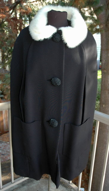 Frank Gallant Vintage Couture Wool Cape with White Mink Collar PRICE REDUCTION!