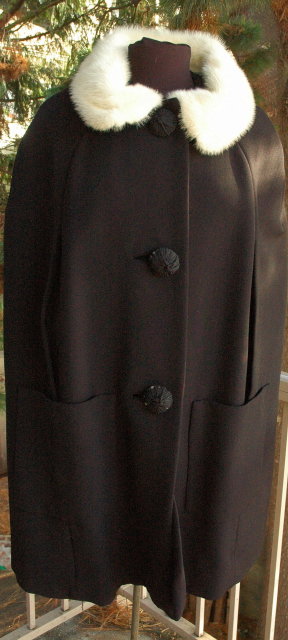 Frank Gallant Vintage Couture Wool Cape with White Mink Collar PRICE REDUCTION!