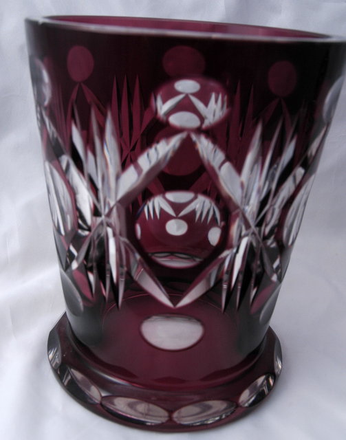 Bohemian Amethyst Cut to Clear Glass Apothecary Jar with Lid
