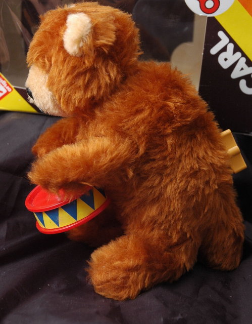 Plush wind-up bear playing cymbals, Carl Original West Germany in box