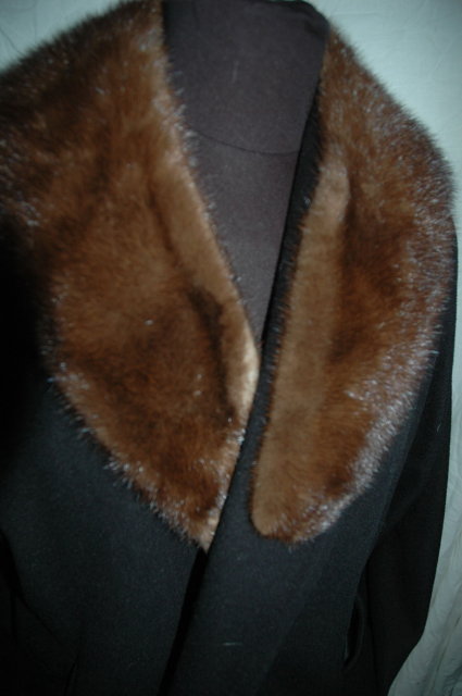 Black Cashmere Shawl Opera Coat with Mink Collar
