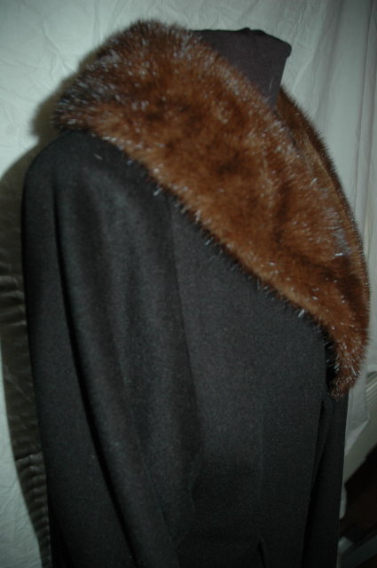 Black Cashmere Shawl Opera Coat with Mink Collar