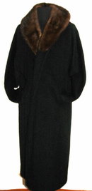 Black Cashmere Shawl Opera Coat with Mink Collar