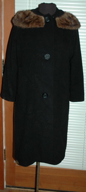 Black Cashmere Coat with Mink Collar