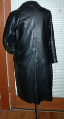 Vintage Black Leather Coat with zip in faux fur lining.