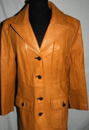 Long Butternut Color Leather Coat Retro Vintage 70's ** PRICE REDUCED !*