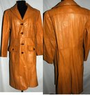 Long Butternut Color Leather Coat Retro Vintage 70's ** PRICE REDUCED !*