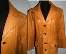 Long Butternut Color Leather Coat Retro Vintage 70's ** PRICE REDUCED !*