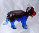 Murano Hand Blown Glass Bull Paper Weight Blue and Red