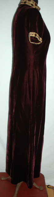Maroon Velvet Long Dress with Beaded Collar & Trim PRICE REDUCTION!