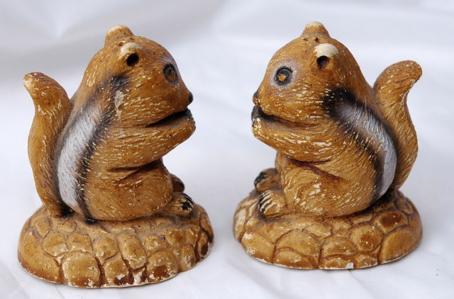 Old Chalk-ware Chipmunk Salt & Pepper Shakers