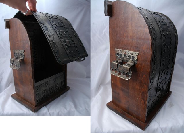 Wine or Liquor Bottle Caddy Case Box Medieval French Metal and Wood PRICE REDUCTION!