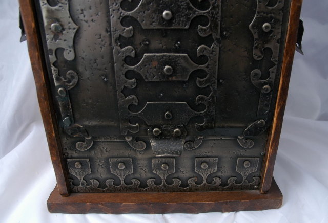 Wine or Liquor Bottle Caddy Case Box Medieval French Metal and Wood PRICE REDUCTION!