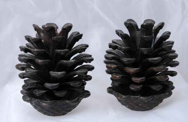 Cast Brass Pinecone Candle Stick Holders