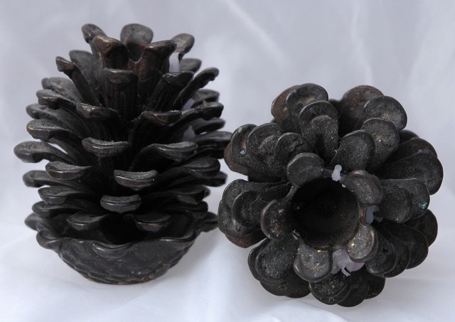 Cast Brass Pinecone Candle Stick Holders