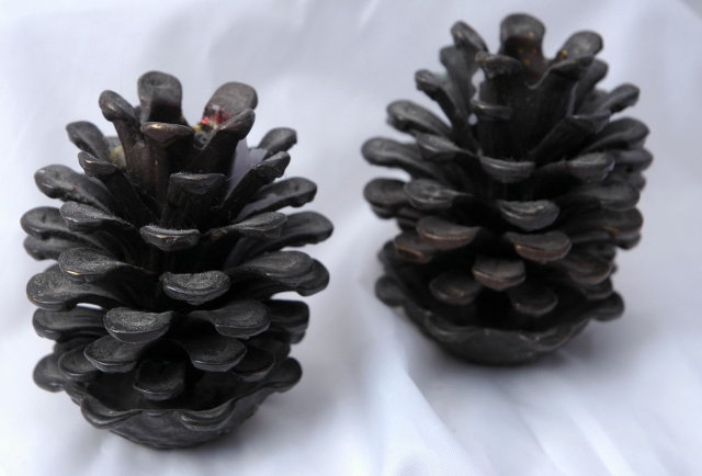 Cast Brass Pinecone Candle Stick Holders