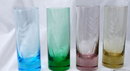 Set of Vintage Depression Glass Cordial 8 pieces Multi- Colored & Etched