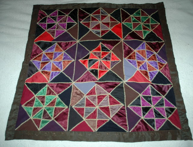 Satin Quilt Wall Hanging, Hand Stitched 36