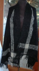 Mohair Scarf Shawl Black and White Loose Knit 90