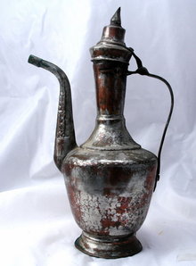 Rustic Turkish Tinned Copper Water Serving Pot Pitcher with lid * PRICE REDUCED !*