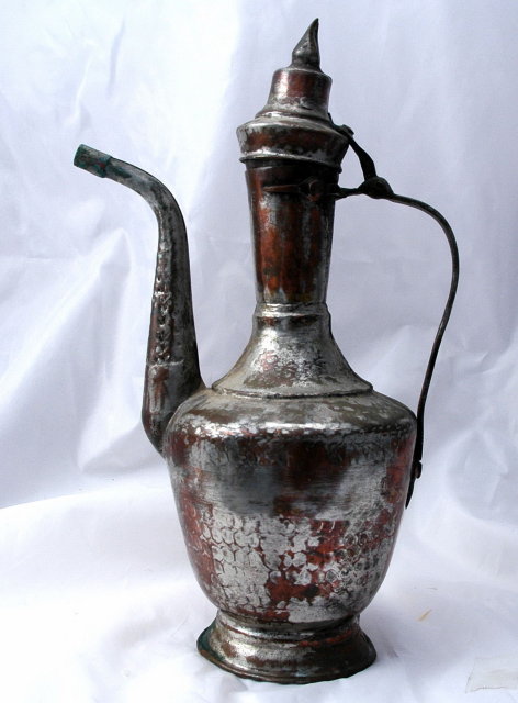 Rustic Turkish Tinned Copper Water Serving Pot Pitcher with lid * PRICE REDUCED !*