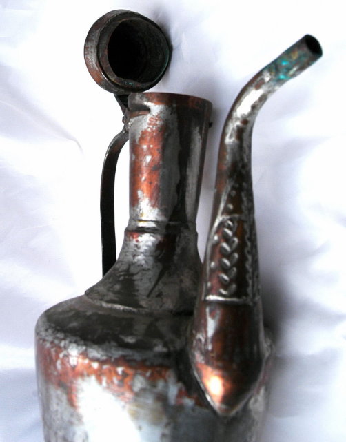 Rustic Turkish Tinned Copper Water Serving Pot Pitcher with lid * PRICE REDUCED !*