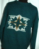 Fendi for Men Sweater 100% Wool Ski Sweater Blue Green size MED