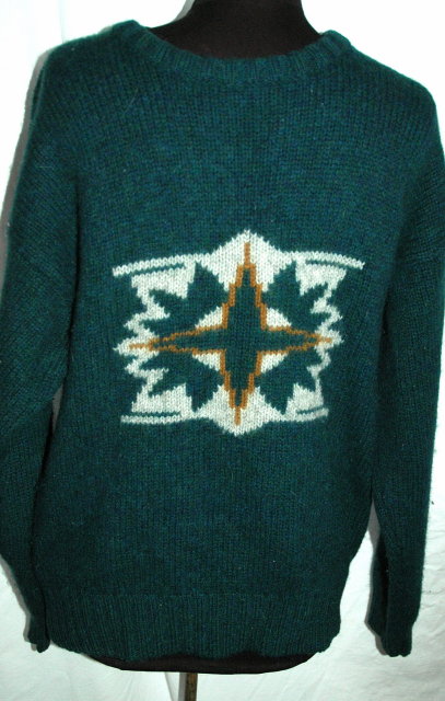 Fendi for Men Sweater 100% Wool Ski Sweater Blue Green size MED