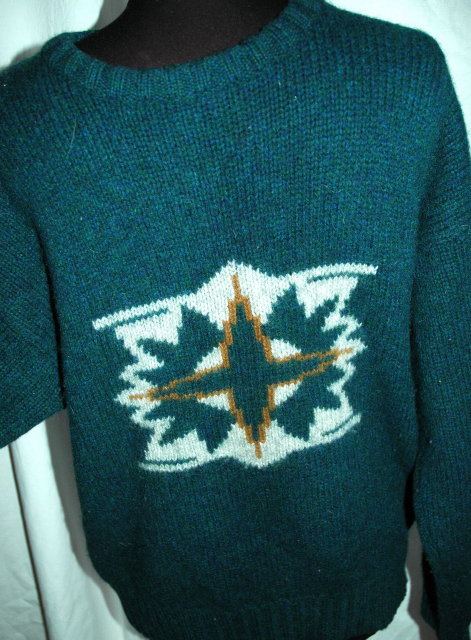 Fendi for Men Sweater 100% Wool Ski Sweater Blue Green size MED
