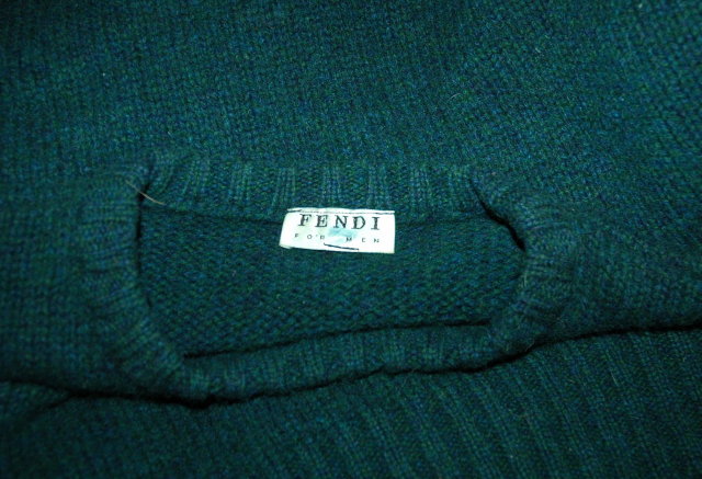 Fendi for Men Sweater 100% Wool Ski Sweater Blue Green size MED